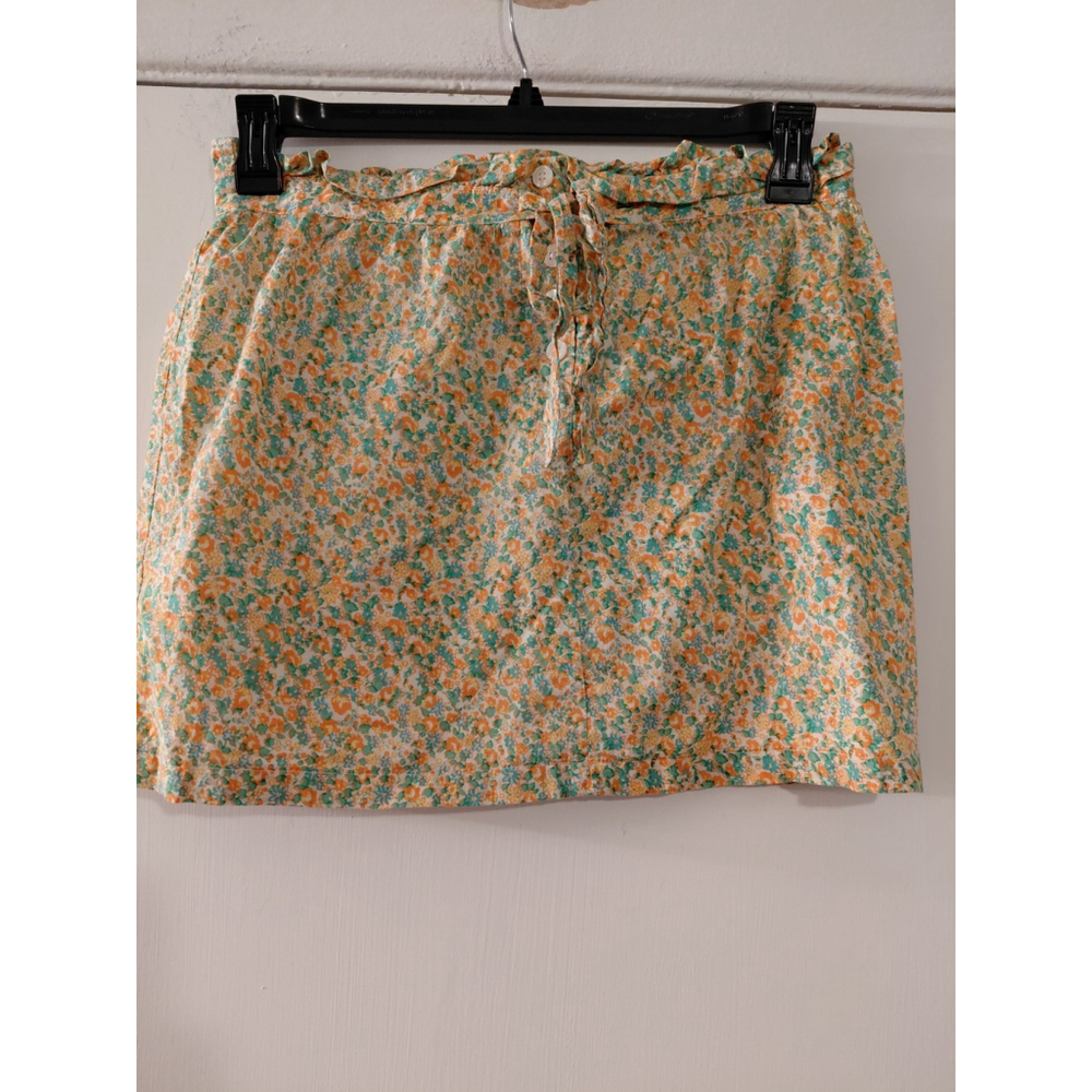 J Crew Factory Mini Skirt Tiny Florals Retro 70s Style Size Sm Paperbag Waist